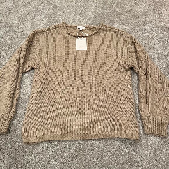 NWT Lauren Conrad Women's Chunky Knit Long Sleeve Tan‎ Sweater Size XS - Picture 8 of 9